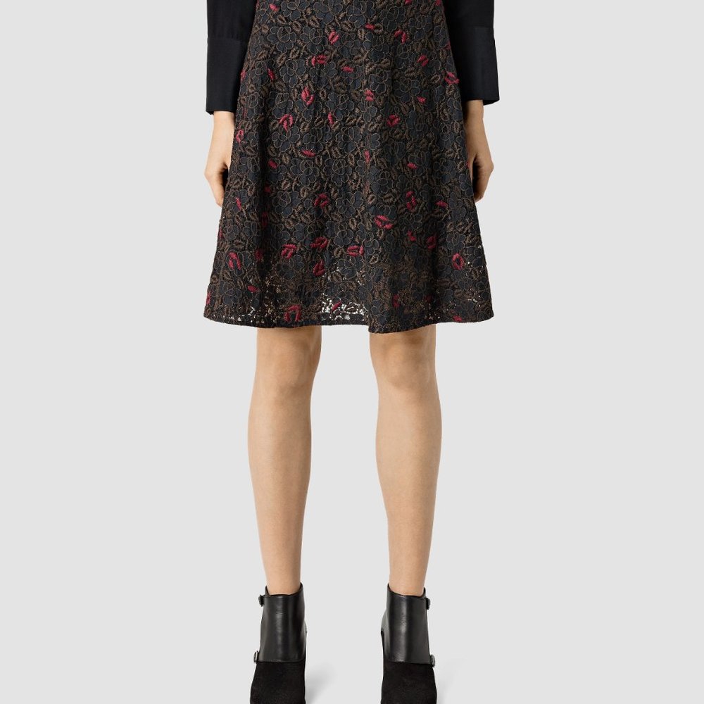 AllSaints Lace A Line Skirt Knee Length Leela 8 Goth Romantic y2k